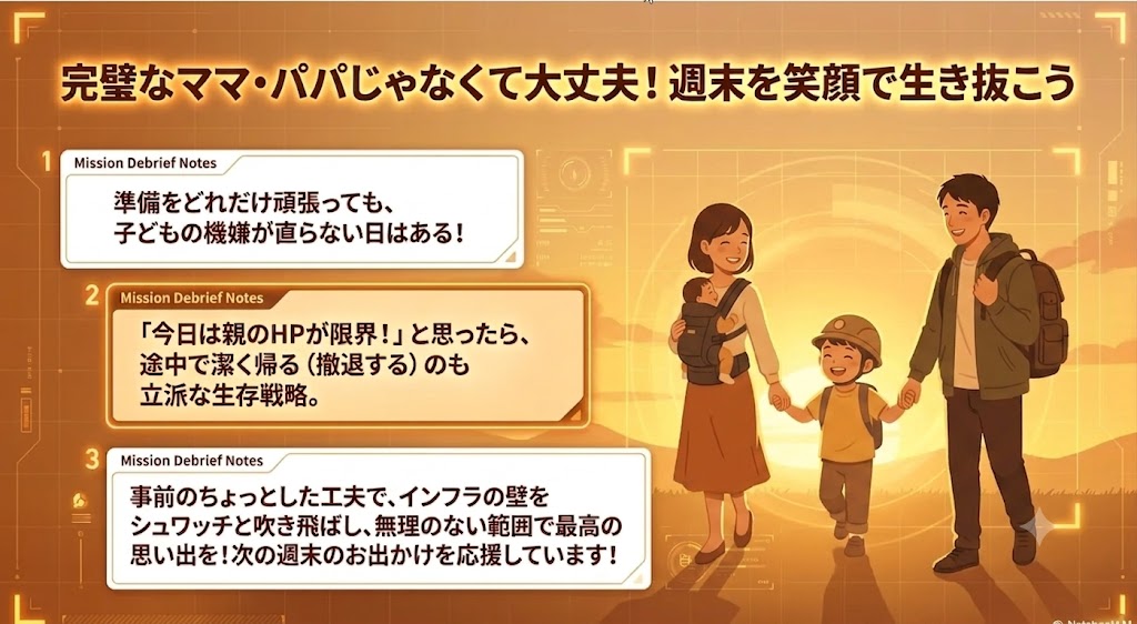 週末のお出かけを家族みんなの笑顔で完走